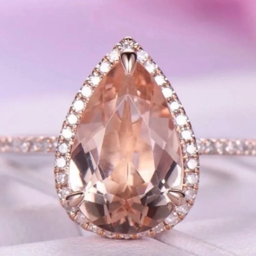 ROSE GOLD MORGANITE HALO RING